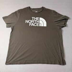 The North Face Logo Cotton Blend T Shirt Mens XL Olive Green Outdoor Tee